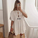 Fongt New Women's Wear T-Shirt Style In The Long-Term Solid Shirt Dress Retro