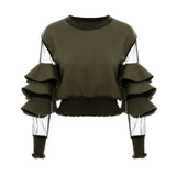 Fongt New Air Layer Splicing Mesh Fluoroscopy Fluorosphery Threaded Cuff Under The Short Dress Female QD615