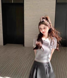 Version Of POLO Collar Short-Sleeved Knitted T-Shirt Girl 2025 Summer New Design Temperament