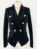 QUALITY Newest Baroque Fashion 2023 Designer Blazer Women's Lion Metal Buttons Slim Fit Crocodile Synthetic Leather