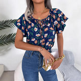 Fongt Wind Shooting Spring And Summer Leisure Loose Lotus Leaf Side With Chiffon Shirt Women's Clothing