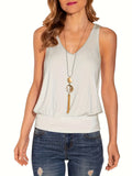 Fongt Summer Short Sleeve New Hot Pure Color Buffet Sleeveless Waist Knitted Leisure Vest Fashion