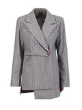 Fongt Suit 2025 New Niche Lazy High-End Design Stripe Splicing Blazer Woman