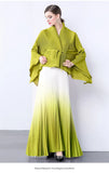 Fongt Gradient Suit Women's Autumn And Winter Loose Strap To Close Waist Pressure Folding Top + High Waist 100 Folded Skirt