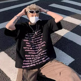 Fongt High Street Loose Letter Print Short-Sleeved T-Shirt Man Hip-Hop Pure Cotton Half-Sleeved Top