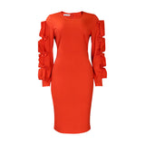 Fongt Large-Size Women's Autumn New Fashion Temperament Tongle Elegant African Large-Size Long-Sleeved Dress