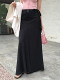 Fongt Xixi 2025 Spring New Temperament Commuting Solid Color Slim Waist Half-Body Skirt With Crooked Pencil Skirt 85111