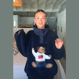 Fongt New Women's Autumn And Winter Lead Cute Bear Pattern Lamb Plush Jacket Jacket Woman