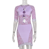 Women Sexy Tassel Lace Mini Dress Hollow Out Mesh Bodycon Dresses 2021 Summer Night Club Party Flocking Fairy Core Fall