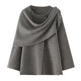 Fongt New Asymmetric Cloak Sweater Short Knit Coat 2756100
