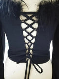 Fongt Dress 2025 New Shoulder Long-Sleeved Feather Dress For