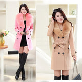 Fongt Autumn And Winter Large-Size Hairy Women's Coat Double Buckle Ebay Big Coat Collar