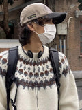 Fongt And Winter Fair Island Jack Flower Sweater Men's Korean Version Of Loose Minority Ethnic Style Design Knitted Shirt