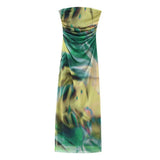 New Printed Silk Mesh Wrinkle Slim Breast Dress 5039373-Outfit