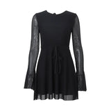 Fongt 2023 New Women's Ins Hot Girl Park Caiying With The Same Temperament Round Collar Horn Long Sleeve Gauze