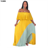 New Style African Dresses for Women Dashiki Off shoulder Pleated African Dress Clothes for Ladies Chiffon Long Africa Maxi