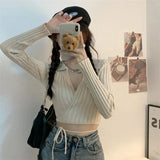 Fongt Strapped Sweater Cardigan Woman Spring 2023 New Hot Girl Exposed Umbilly Knitted Blouse Outside