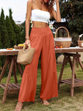 Fongt Summer Leisure Wide-Legged Cotton Pop High-Waisted Loose Trousers Women's Trousers
