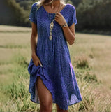Fongt Hot Selling Literary And Art National Wind Round Collar Long Dress