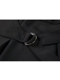 Women's Blouse Casual Loose Black Shirts 2023 Summer Gothic Vintage Harajuku Streetwear Long Sleeve Turn Down Collar Tunic