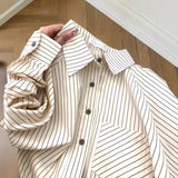 Fongt Striped Shirt Women 2025 Spring And Autumn New Design Small Top Style Wearing Long-Sleeved Shirt