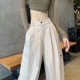 Fongt Workwear Trousers Women's Summer Thin 2025 New High-Waisted Leisure Sports Broad-Legged Trousers