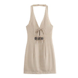 Fongt Summer New Women's Decoration Bare Back Hanging Neck Sling Dress
