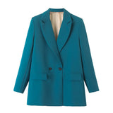 And Summer 2024 New Simple Loose Double-Breasted Suit Jacket New Suit For Women In Spring And Autumn-Outfit