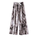 Fongt High-End Cotton Pyjamas Ladies Summer Thin Artificial Silk Home Leisure Long Trousers Straight Can Be Worn Outside