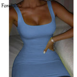 Square Neck Y2k Bodycon Basic Dress 2021 Summer Fashion Yellow Neon Green Black Orange Elegant Party Sexy Mini