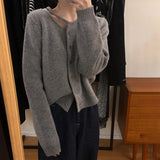Fongt Heart Machine Women's Neckline Hollow Single Buckle Knitted Shirt 2024 New Loose Winter Small