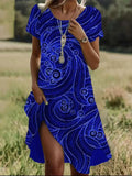 Fongt Hot Selling Literary And Art National Wind Round Collar Long Dress