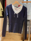 Women Solid Color Knit Sweaters 2023 Autumn Chic Long Sleeves V-Neck Sweaters Causal Female Crop Knitwears-Outfit