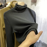 Fongt Women's New Fall 2024 Air Stack Collar With A Long-Sleeved T-Shirt And Warm Top-Outfit