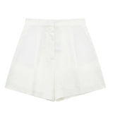 Fall 2024 New Women's Casual Linen Blend Vest Vest Shorts Set W085 8291-Outfit