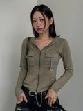 Fongt Wind Pocket Splicing Zipper Short Jacket Women's Autumn Hooded Casual New Top