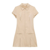 Fongt New Wide-Folding Collar Short Fashion Dress 8342303