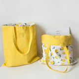 Women Canvas Shopping Bag Fruit Print Female Cotton Cloth Shoulder Bag Eco Handbag Tote Double Side Grocery Shopper