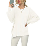 Fongt And Winter New Women's Sheep Ece Long Sleeve Round Collar Irregular Knit Pullover