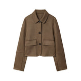 Fongt New Women's Casual Simple Anti-Velvet Effect Short Long-Sleeved Jacket Jacket
