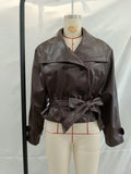 Fongt 2025 Autumn New Fashion High-End Collar Collar With Leather Coat