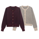 Fongt Homemade New Women's Classic Fashion Striped Knitted Coat 1509104