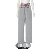 Fongt Street Fashion Print Double Belt With Sleeker Straight Trousers Sleis