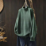 Fongt Retro Half-High Sweater Women Loose Large Plate Type 2025 Autumn And Winter Casual Knitted Jersey