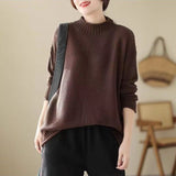 Fongt Meat-Covered Lady Knitted Sweater Autumn/Winter 2025 Autumn/Winter New Half-High Collar Design Casual Comfortable Top