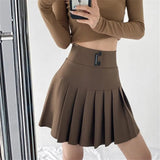 High Waist Mini Pleated Skirts Women Korean Preppy Style Chic Short Faldas Elegant Black Safety Lined Tennis