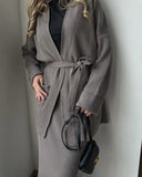 Fongt Knitted Knitted With Long Sleeve Open Shirt Two-Piece Set In The Long-Sleeved Skirt In The Autumn/Winter Of 2025