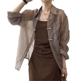 Fongt Year's Popular New Chinese Style Buckle National Style Shirt Women 2025 New Summer Thin Outside The Sunscreen Cardigan Top