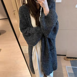Fongt Languid Wind Long Sweater Coat Women's Autumn And Winter New Loose High-End Feeling Thick Knitted Open Coat
