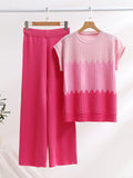 Fongt Suit Casual Collar Three-Sleeved Knitted Shirt High Waist Thin Leg Trousers Two Sets